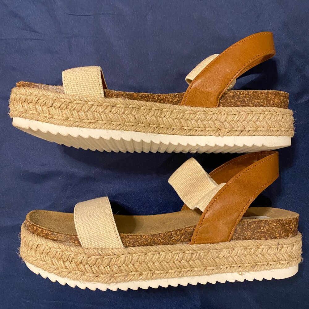 Steve Madden Girl's Kimmie Espadrille Wedge Sandal Tan/Brown Sz 8 - Picture 2 of 5